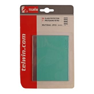 Sticla de protectie transparenta frontala pentru masca de sudura Telwin 802654, 90X112 mm, 2 buc.