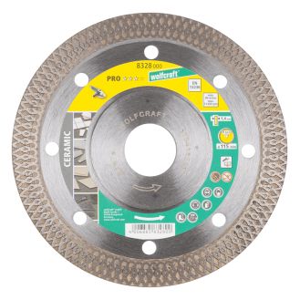 Disc diamantat Wolfcraft 8328000, Pro Ceramic Turbo, sinterizat, margine/cant inchisa, D 115x22.2x10 mm