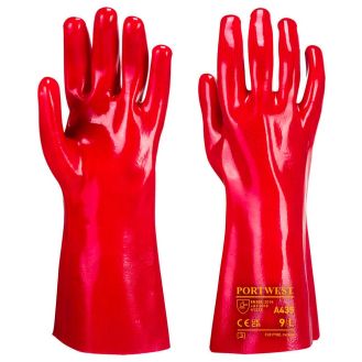 Manusi PVC Portwest model A435, marime XL, culoare Rosu, fit R, 12 buc/set