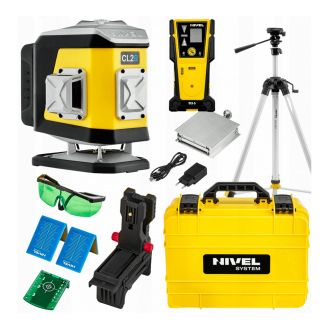Set nivela laser cu linii 2 x 360° Nivel System CL2B_SET_SJJM1EX_CLS5, fascicul albastru, 30/70m, acumulator 3,7 V, geanta transport, trepied 1,82 m, senzor CLS-5