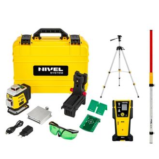 Set nivela laser cu linii 4 x 360° Nivel System CL4G SET SJJM1EX CLS5, fascicul verde, 30/70m, acumulator 3,7 V, geanta transport, trepied 1,82 m, senzor CLS-5