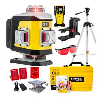Set nivela laser cu linii 4 x 360° Nivel System CL4R SET SJJM1EX RD800, fascicul rosu, 30/70m, acumulator 3,7 V, geanta transport, trepied 1,82 m, senzor RD800