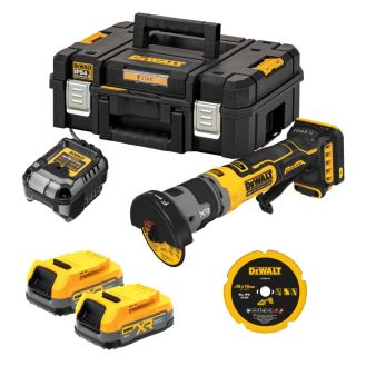 Debitator unghiular compact DeWalt DCG430E2T, 2 acumulatori Powerstack 18V XR / 1.7Ah, 76mm, cutie TSTAK