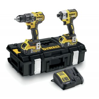 Set combo 2 scule DeWalt DCK266P2 18 V: masina de gaurit cu percutie, DCD796, masina de insurubat cu impact DCF887, 2 acumulatori 18 V 5 Ah, incarcator, valiza transport