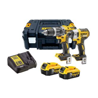 Set combo 2 scule DeWalt DCK266P2T 18 V: masina de gaurit cu percutie, DCD796, masina de insurubat cu impact DCF887, 2 acumulatori 18 V 5 Ah, incarcator, cutie TSTAK II