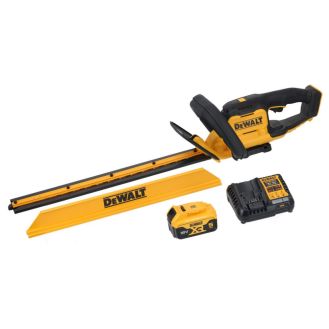 Trimmer electric pentru gard viu Dewalt DCMHT564P1, cu 1 acumulator Li-Ion 18V/5.0Ah, 55 cm, deschidere dinti 25 mm