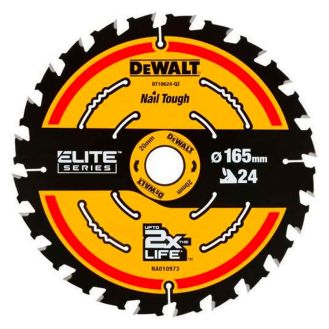 Disc Dewalt DT10400 pentru fierastrau circular, D 165x20 mm, 24 dinti, pentru taiere universala in lemn, seria Elite