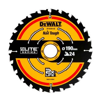 Disc Dewalt DT10402 pentru fierastrau circular, D 190x30 mm, 24 dinti, pentru taiere universala in lemn, seria Elite
