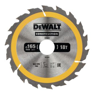 Disc Dewalt DT1936 pentru fierastrau circular, D 165x30x2.4 mm, 18 dinti, pentru taiere fina, seria Dewalt Construction