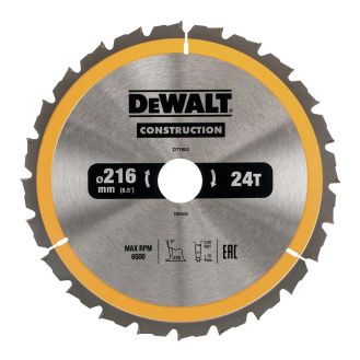 Disc Dewalt DT1952 pentru fierastrau circular, D 216x30x2.6 mm, 24 dinti, pentru taiere fina, seria Dewalt Construction