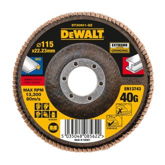 Disc lamelar pentru inox Dewalt DT30601, 115 X 22.2 mm, granulatie 40