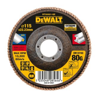 Disc lamelar pentru inox Dewalt DT30621, 115 X 22.2 mm, granulatie 80