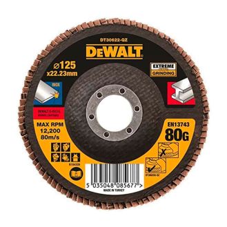Disc lamelar pentru inox Dewalt DT30622, 125 X 22.2 mm, granulatie 80