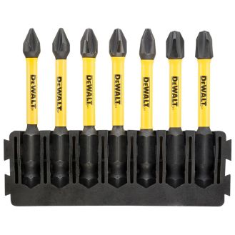 Set 7 biti FLEXTORQ, DeWALT DT70818, PH mixt, 57 mm, cu un suport compatibil cu sistemul TOUGHCASE