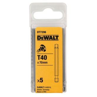 Set 5 biti TX40 X 70 mm DeWalt DT7296, calitate standard