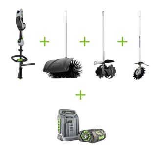 Set multifunctional Ego Power MRC2306E, cu ansamblu motor, perie rotativa, cap taiere cu 2 cutite, cultivator incarcator rapid, 2 acumulatori Li-Ion de 4.0 Ah