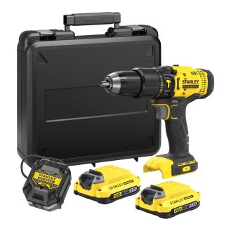 Masina de gaurit si insurubat cu percutie Stanley SFMCD711D2K, cu 2 acumulatori 18 V/2 Ah,  50 Nm