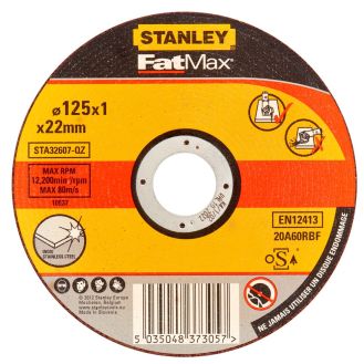 Disc abraziv Stanley FATMAX STA32607, pentru debitat inox, 125 x 1.0 mm
