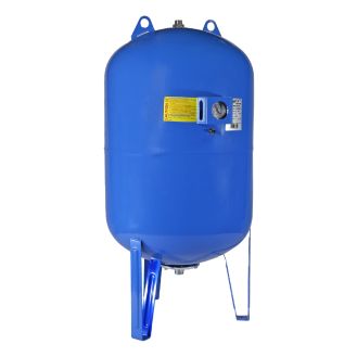 Vas de expansiune vertical Wassertechnik WTH150VMBLUE, apa rece, volum 150 l, presiune max.10 bari, cu suport, manometru