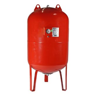 Vas de expansiune vertical Wassertechnik WTH150VMRED, apa calda, volum 150 l, presiune max.10 bari, cu suport, manometru