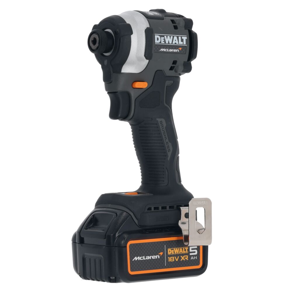 Set 2 masini DeWalt DCK200MP2T, editie speciala McLaren, cu 2 acumulatori XR 18V / 5.0 Ah si incarcator in valiza TSTAK - imagine 3