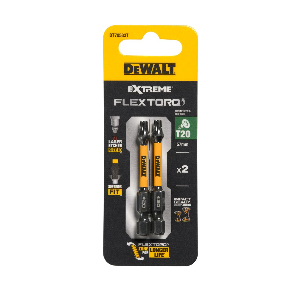 Set 2 biti pentru insurubare de impact, DeWALT DT70533T, 57MM, T20 - imagine 3