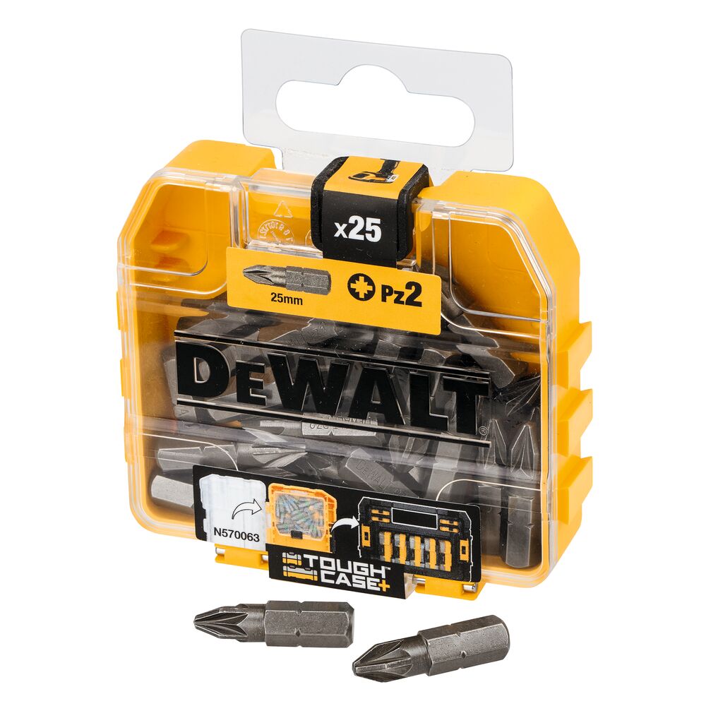 Set 25 biti High Performance DeWALT DT71521, PZ2, lungime 25 mm, in cutie plastic Tough Case - imagine 3