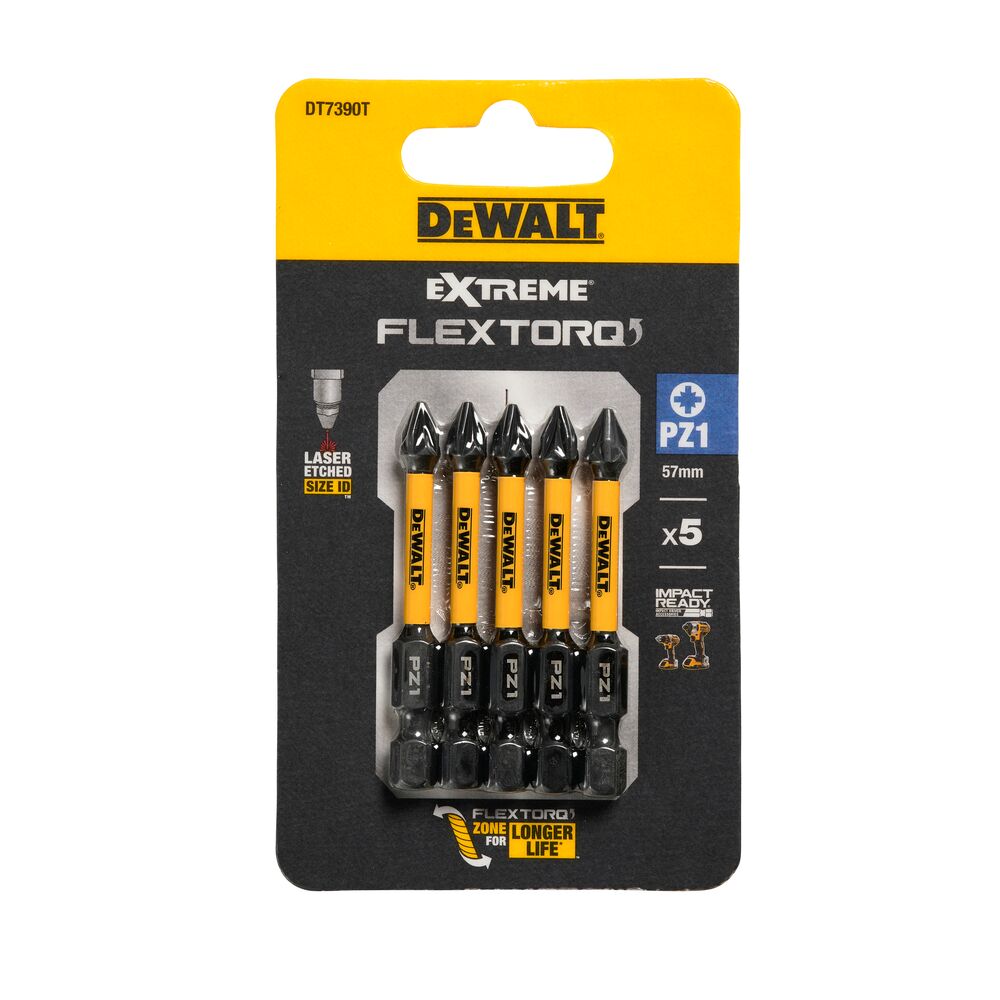 Set 5 biti de impact DeWALT DT7390T, 57 mm, PZ 1 - imagine 4