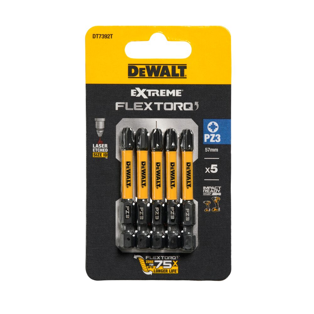 Set 5 biti de impact DeWALT DT7392T, 57 mm, PZ 3 - imagine 4