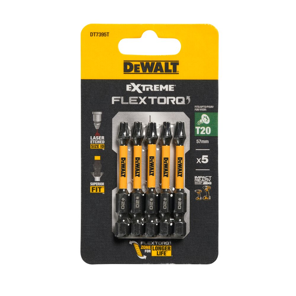 Set 5 biti Extreme DeWALT DT7395T, TX20 x 57 mm, FLEXTORQ - imagine 4