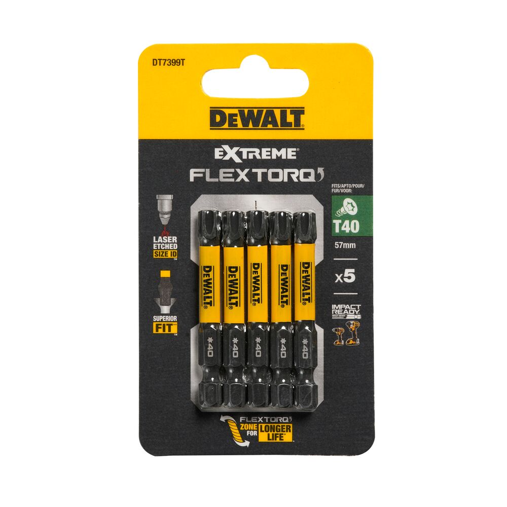 Set 5 biti de impact DeWALT DT7399T, 57 mm, T40 - imagine 4