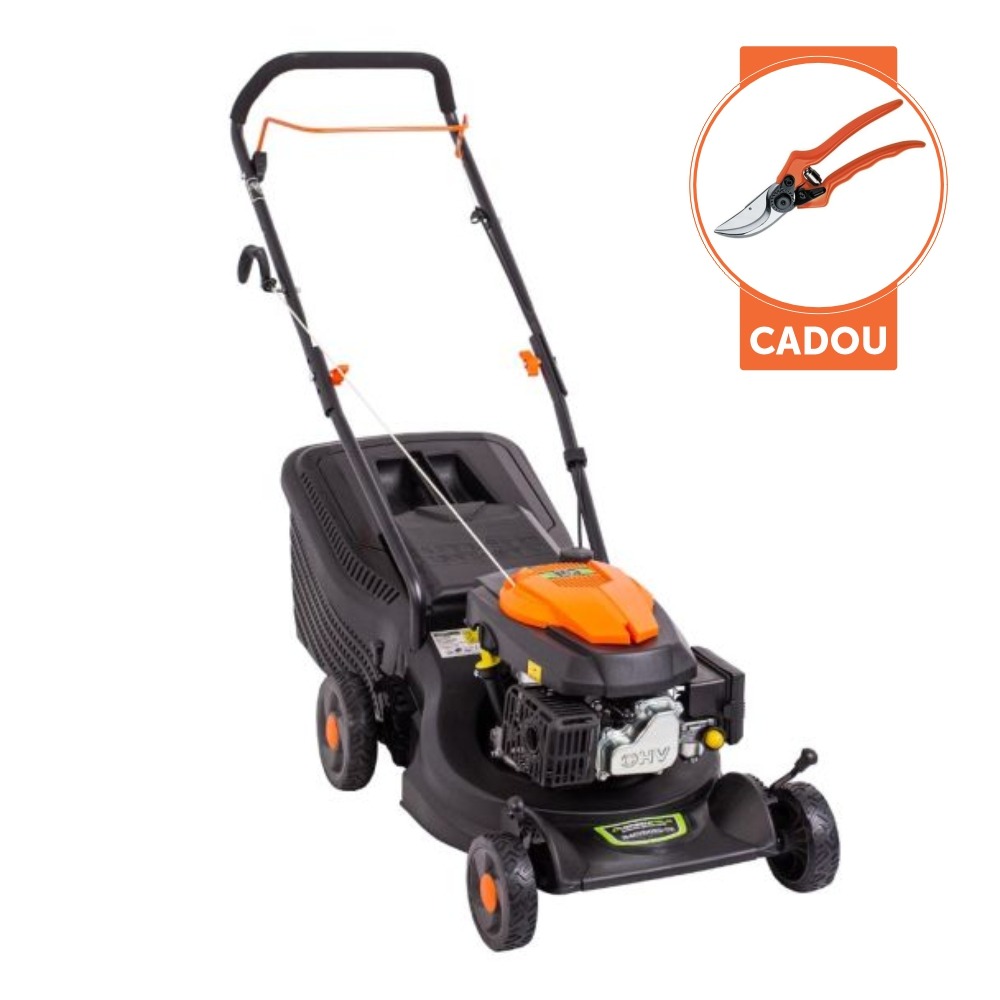 Masina de tuns gazonul pe benzina Greenfield G-MTG400-T6, 3.46 cp, 146 cmᶟ, 40 cm latime lucru, 6 trepte taiere, sac colector 40 l