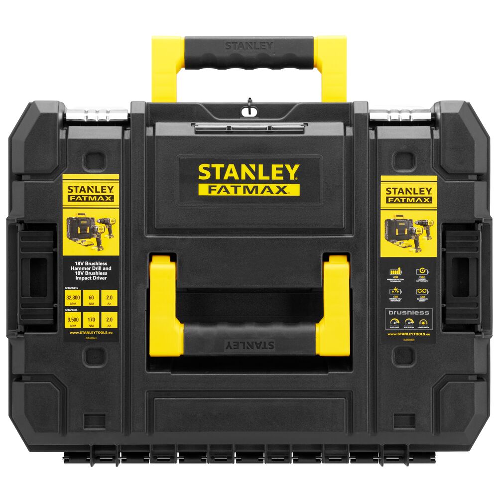 Set combinat 2 scule electrice Stanley Fatmax V20 SFMCK461D2T, 2 acumulatori 18 V / 2.0 Ah, incarcator 1,25 A, valiza PRO-STACK™ - imagine 5