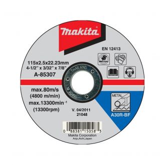 Disc abraziv Makita A-85313 pentru debitat otel, D125x2.5x22 mm, A30R