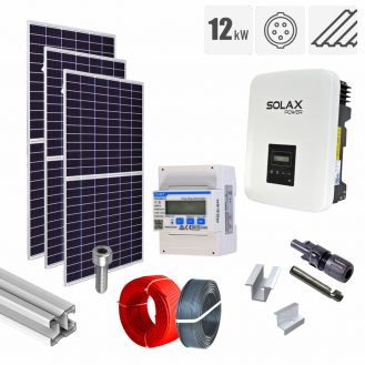 Kit fotovoltaic 12.3 kW, panouri Jinko Solar, invertor trifazat Solax, tigla metalica