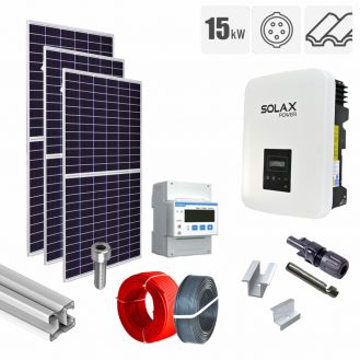 Kit fotovoltaic 15.77 kW, panouri Canadian Solar, invertor trifazat Solax, tigla ceramica ondulata