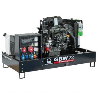 Generator de curent diesel Pramac GBW22Y_M, trifazat, 19.03 kVA, panou manual, fara carcasa insonorizata
