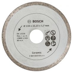 Disc diamantat Bosch 2607019471, continuu, ceramica, 110x22.2x8 mm