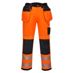 Pantaloni de lucru cu buzunare Hi-Vis Portwest T501OBS42, culoare portocaliu negru, marime 42, talie joasa